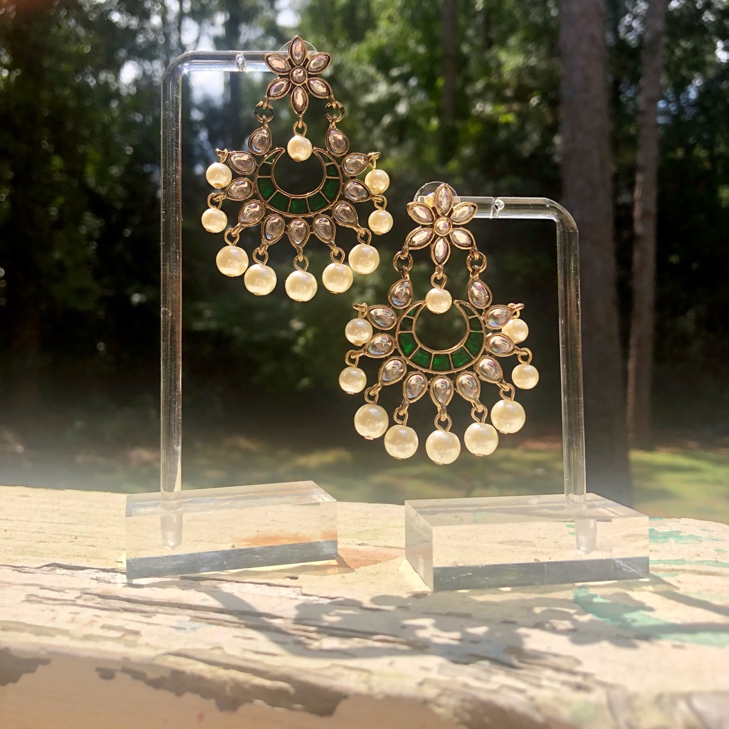 Amrita Singh Faux Pearls Austrian Crystal Earrings 12$